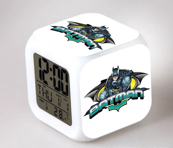 DC Anime Figure Batman Colorful Color Changing Electronic Alarm Clock Home Decoration Children Student Supplies Birthday Gifts