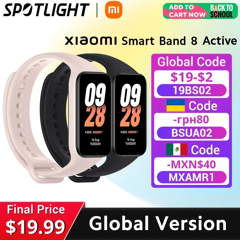 

[Глобальная версия] Xiaomi Smart Band 8 active с дисплеем 1,47 дюйма, водонепроницаемый пульсометр 5 АТМ, 50 + спортивных режимов