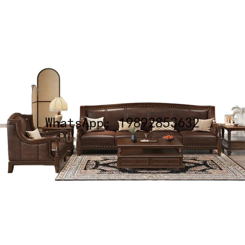 a-15classy sofa classical style sofa cowhide sofa combination solid wood