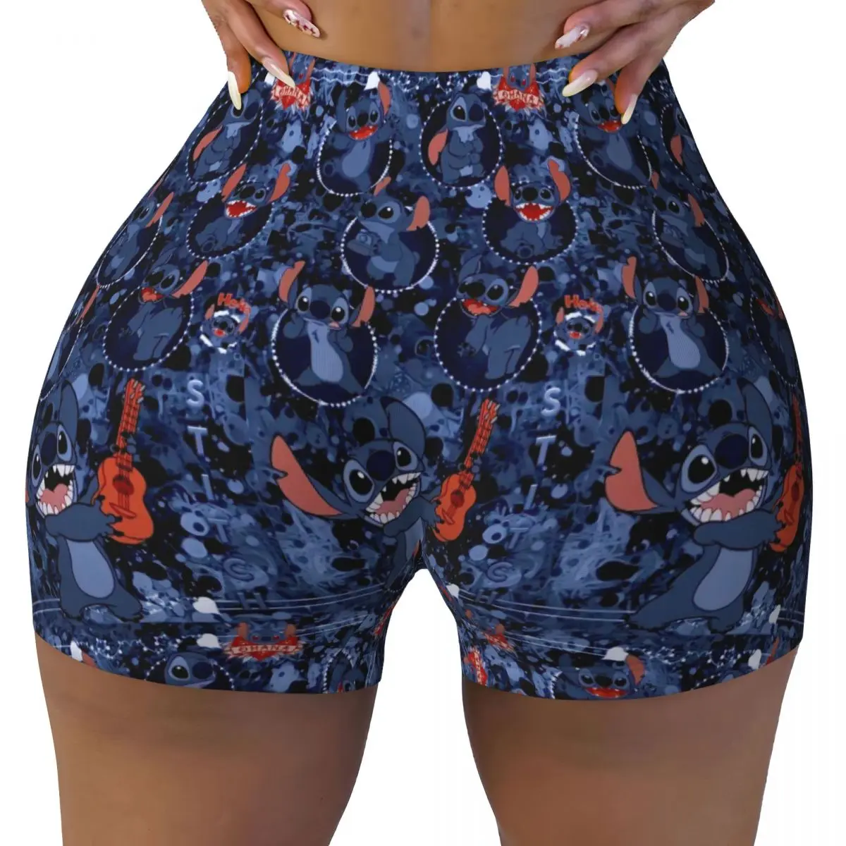 

Custom Stitch Pattern Running Volleyball Gym Shorts for Women Disney Anime Cartoon Athletic Workout Yoga Shorts