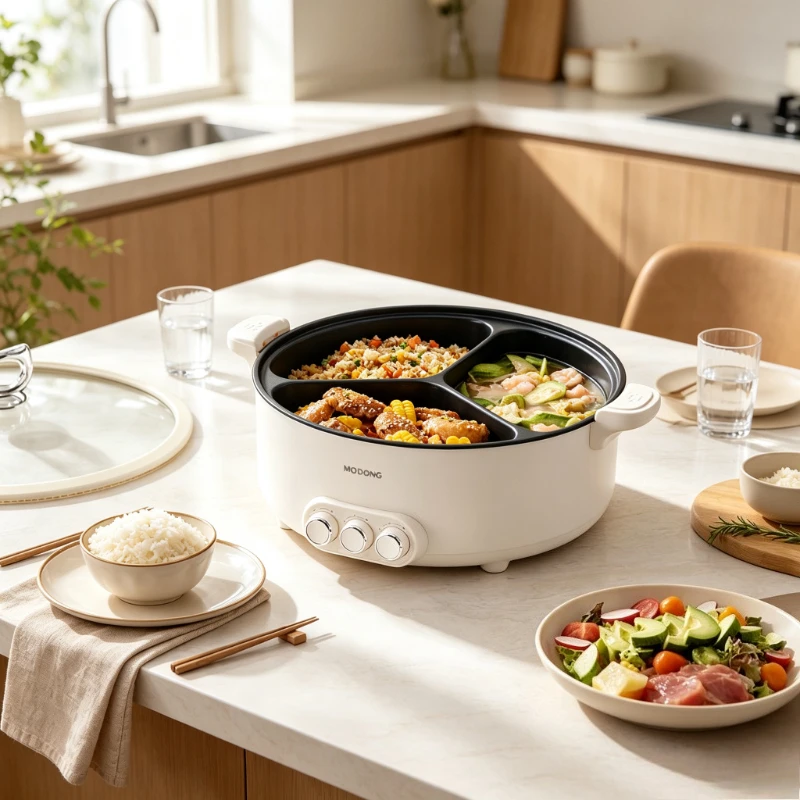 8L 3 Compartment Electric Hot Pot Micro Pressure Nonstick Independent Temperature Control Large Capacity Home Dining 전기 훠궈 냄비