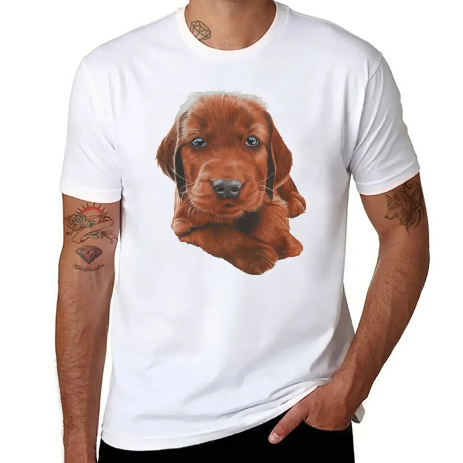 Irish Setter Puppy T-Shirt boys animal print Blouse Men's cotton t-shirt