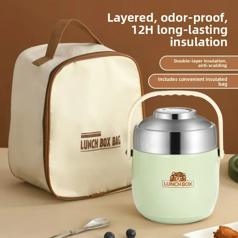 

Большой термос для еды из нержавеющей стали 304, портативный ланч-бокс для работы, с длительной термоизоляцией