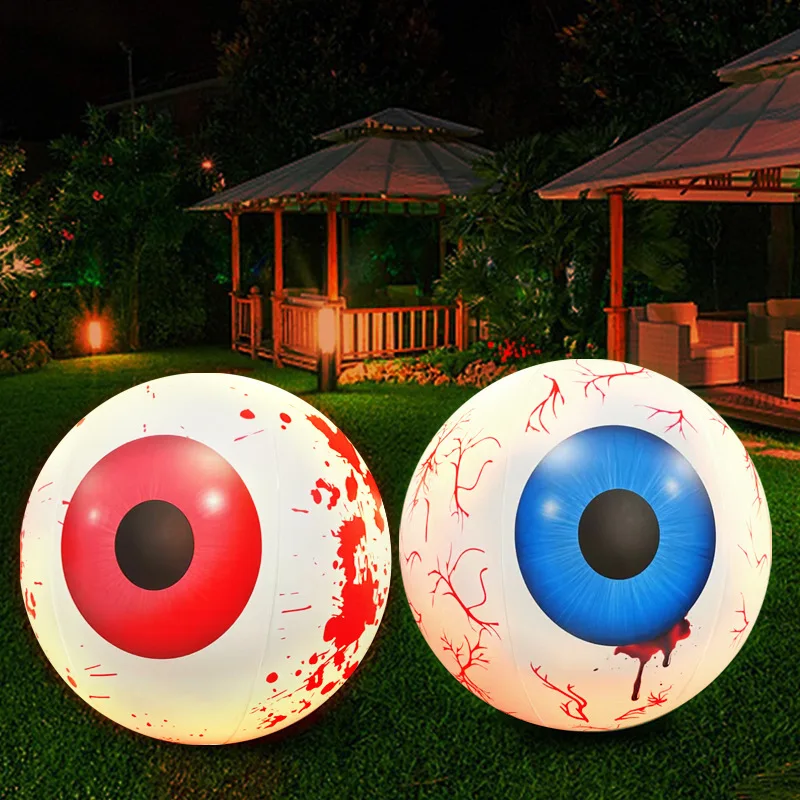 Halloween Inflatable Eye Balls Outdoor Yard Decoration LED Lights Bloody Eyeballs Horror House Inflated Props Halloween Decor