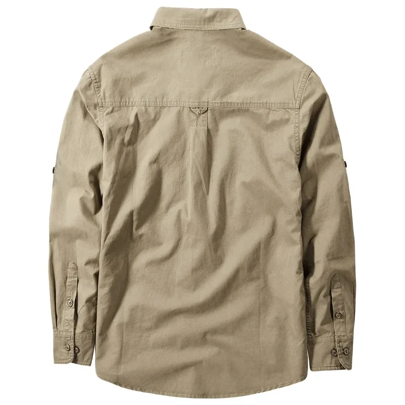 Brand Cotton Shirt Men Spring Casual Cargo Male Long Sleeves Shirts Camiseta Masculina Plus Size 5XL 6XL
