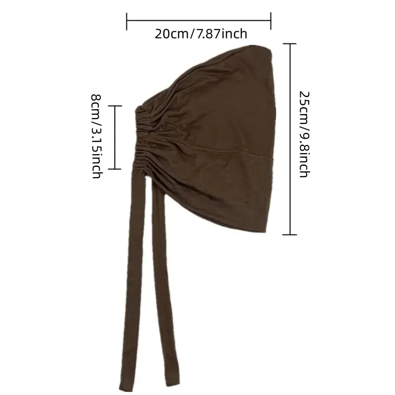 1 Pcs Anti-Slip Modal Drawstring Undercap for Women - Simple Stretch Inner Hijab Cap with Tie Back - Boho Style Base Hat