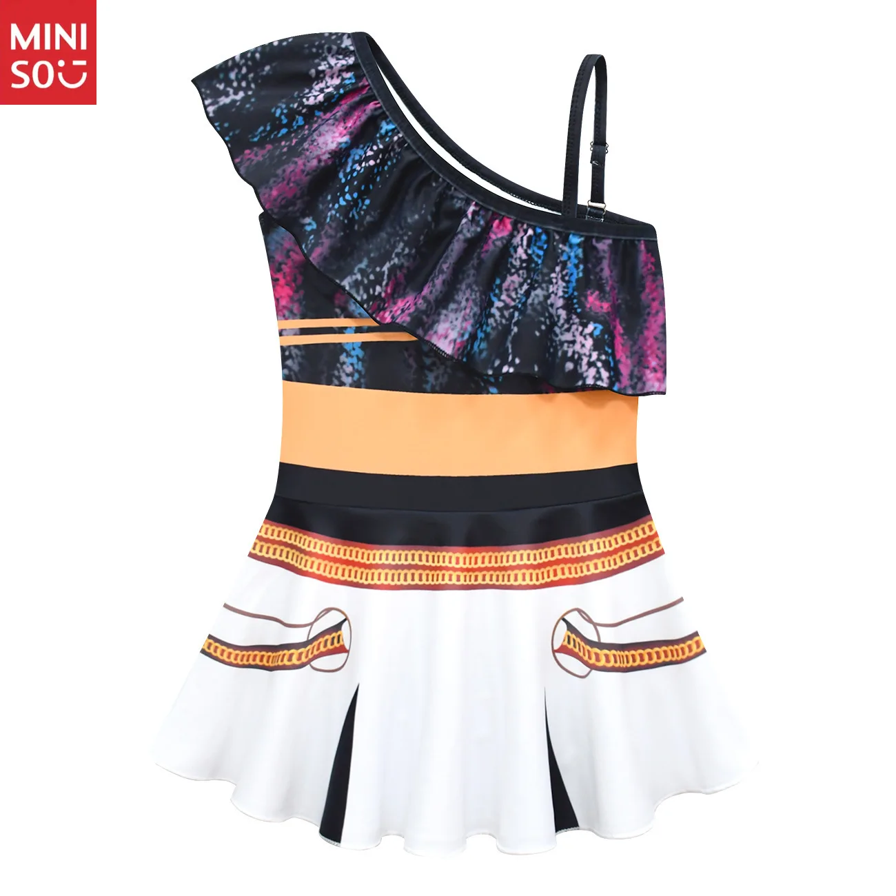  K-POP Adorable Girls' Off-Shoulder One-Piece Swimsuit - Witch Hunter Cosplay Theme Comfy Toddler Bathing Suit