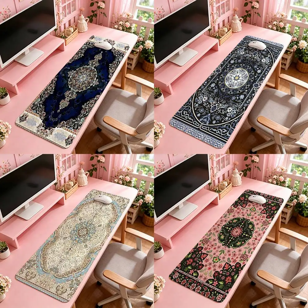 Patron Floral Persa Para Mouse Pad Computer Mat Deskpad Laptop Keyboard Mat Office Large Landscape Mousepad
