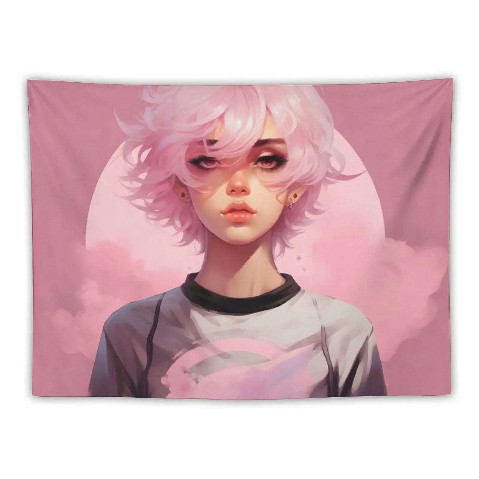 Femboy Pastelgoth Pink Boi Anime Character Tapestry Korean Room Decor Decoration Pictures Room Wall Tapestry