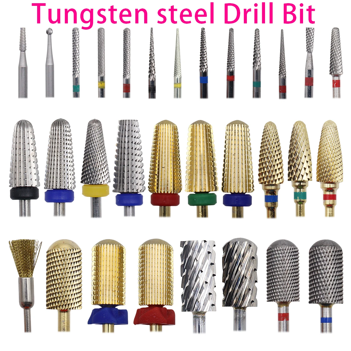 

1pcs 60 Types Tungsten Carbide Nail Drill Bit Electric Nail Mills Cutter for Manicure Machine Nail Files Accessories