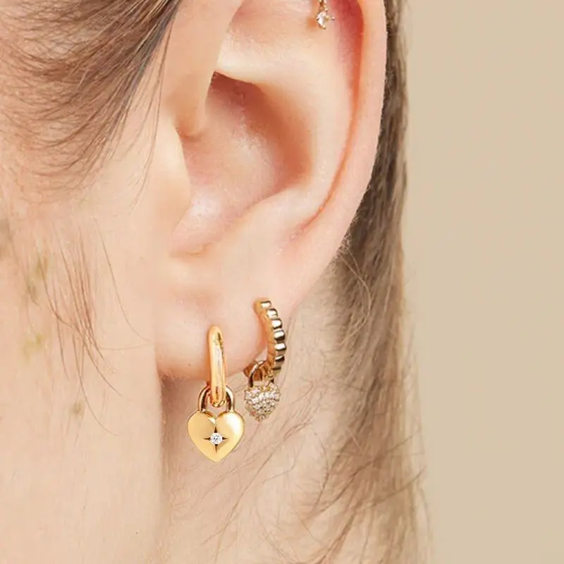 925 Sterling Silver Needle Eight-Pointed Star Geometry Hoop Earrings for Women Retro Square/Heart Pendant Earrings Fine Jewelry
