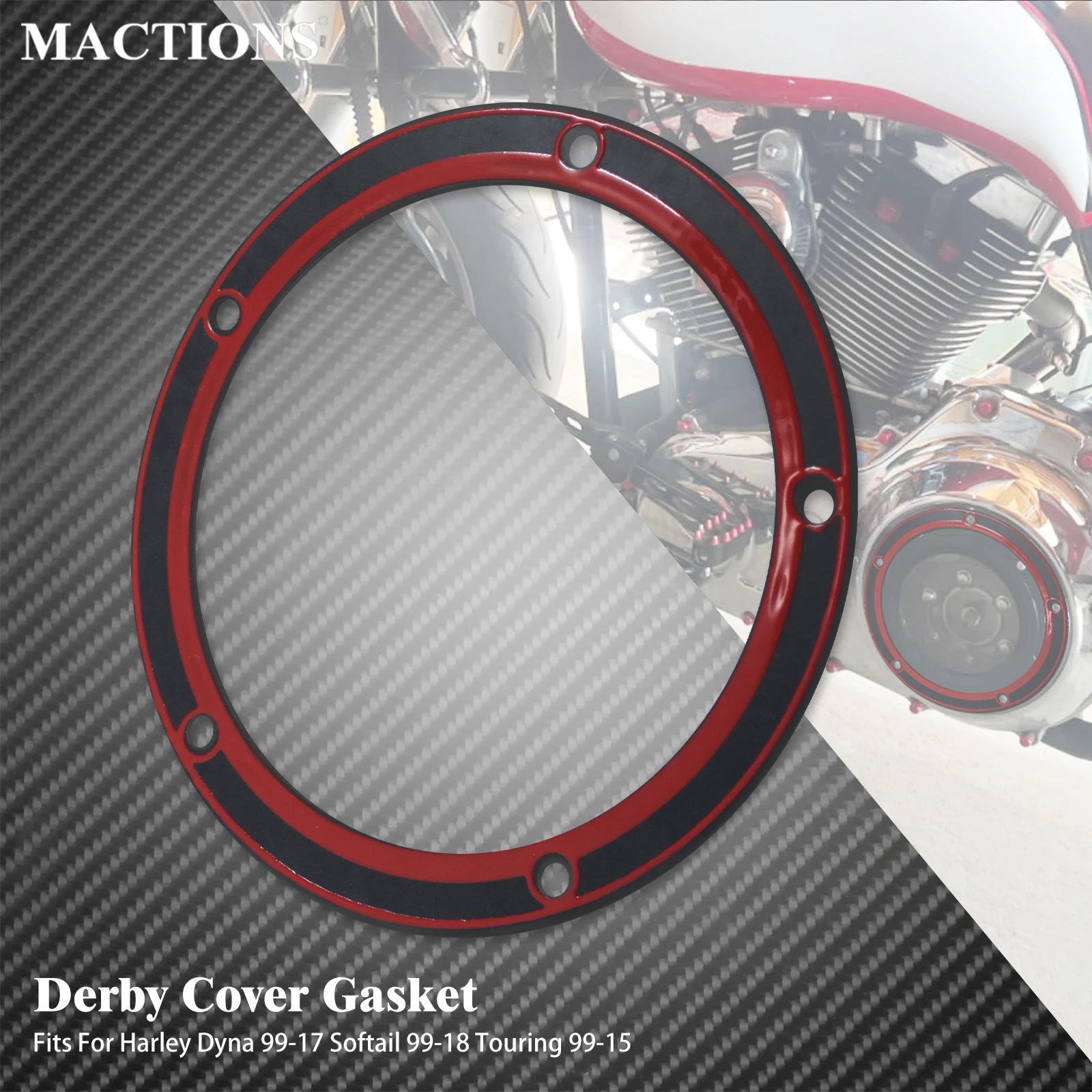 Motorrad-Derby-Abdeckungsdichtung, 5-Loch-Dichtungsring für Harley Touring Road King FLHR Softail FXSTS FLSTSB Dyna Low Rider 99–2015