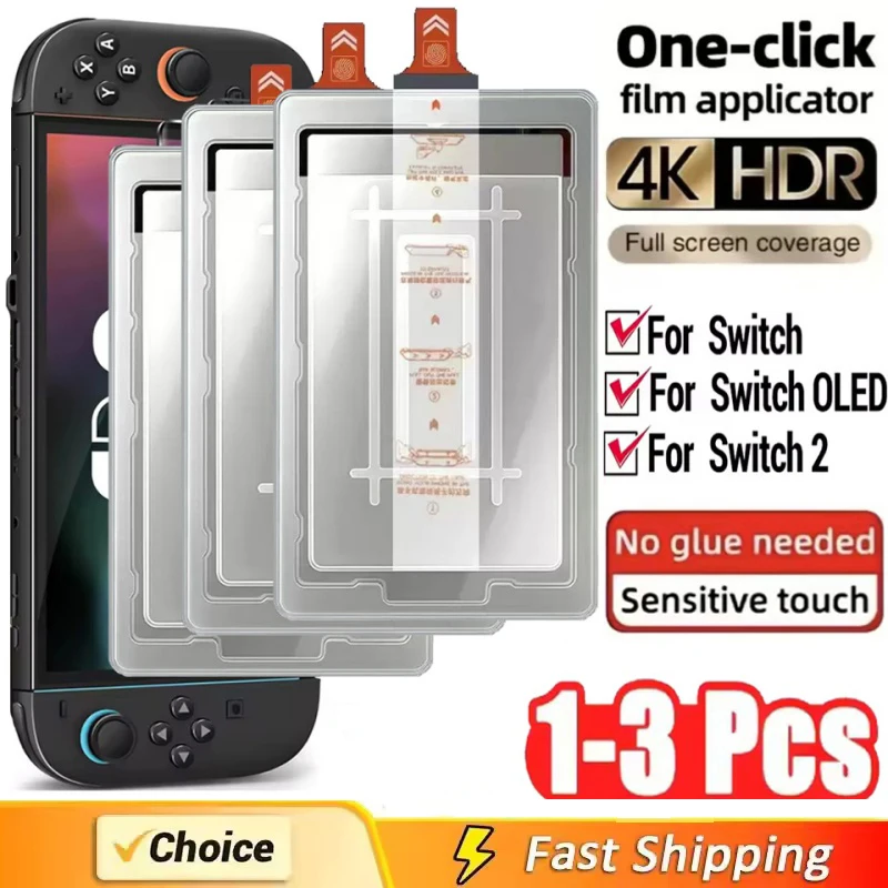 1-3 pezzi di protezione per lo schermo di facile installazione per console di gioco Switch 2 Proteggi vetro temperato HD per pellicole Switch Oled