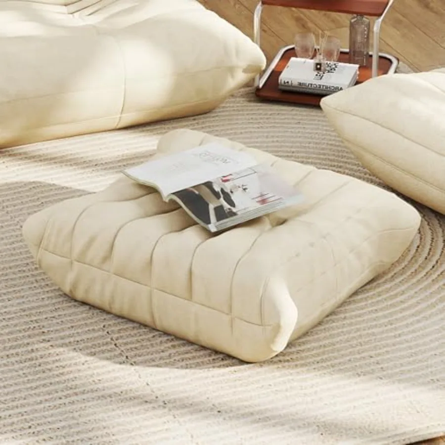 

Полностью поролоновый пуф-оттоманка, удобное кресло-оттоманка с водонепроницаемой обивкой для кресла-мешка, кресла для отдыха, дивана, белый