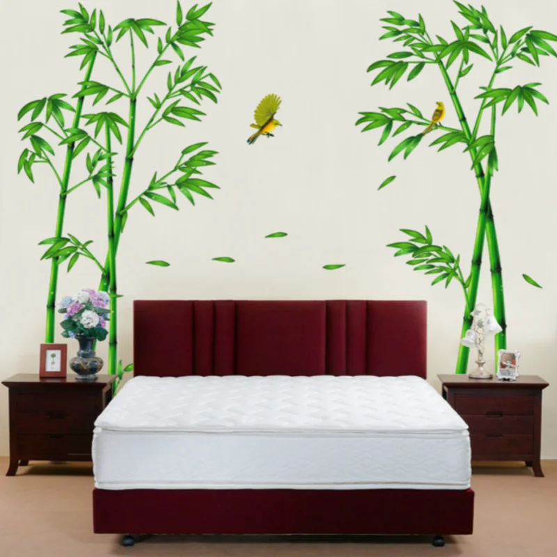 Cartoon Green Bamboo Forest Wall Sticker Shop Window Glass Layout Electrostatic Sticker Moisture-proof Anti Fouling Removable