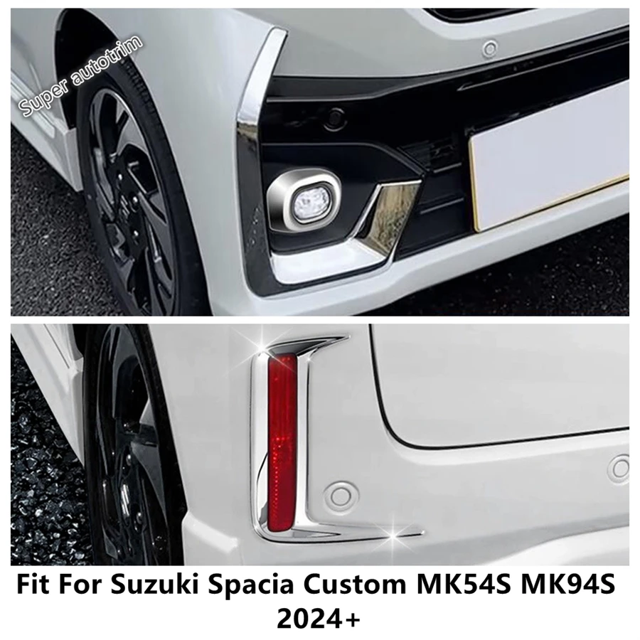 

Front Rear Bumper Fog Lights Lamps Frame Decor Cover Trim For Suzuki Spacia Custom MK54S MK94S 2024 2025 ABS Chrome Accessories