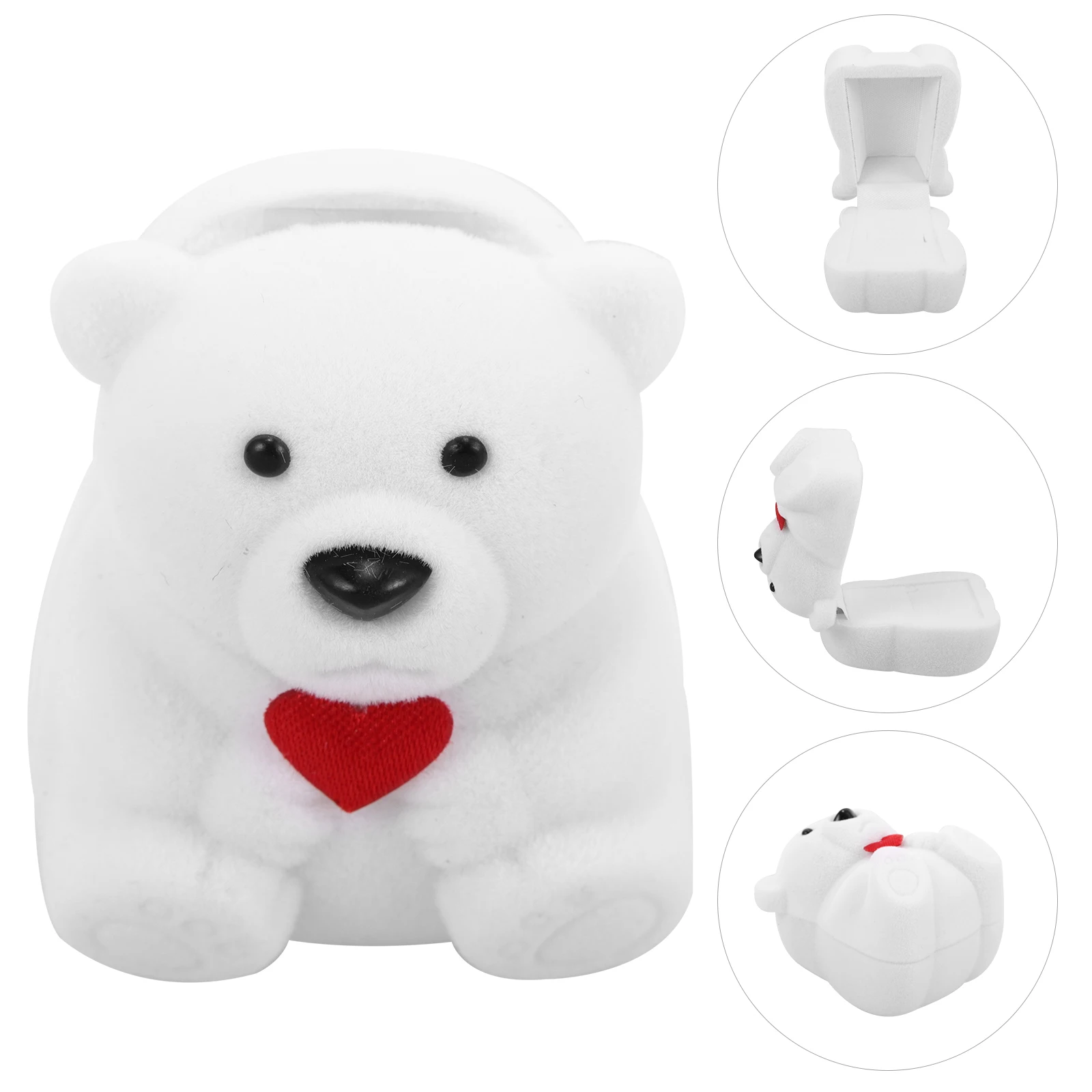 

Bear Shape Box White Color Lightweight Compact Jewelry Storage Jewelry Case Travel ganizer Case Flocking Bear Pillows