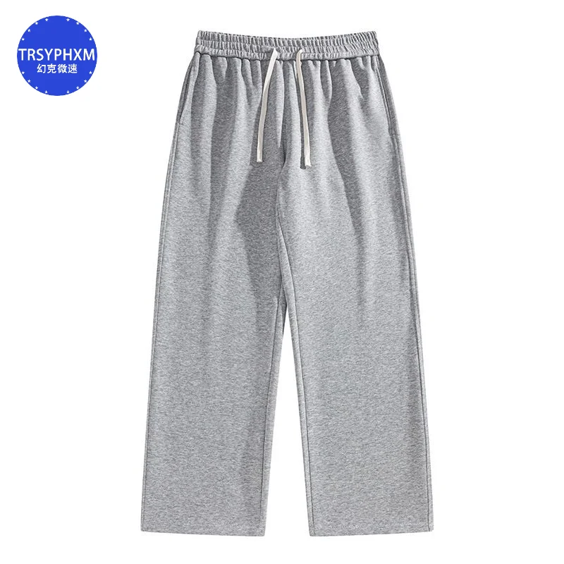 TRSYPHXM-pantalones de pierna recta para hombre y mujer, Pantalón deportivo informal, holgado, color gris, novedad de 2024