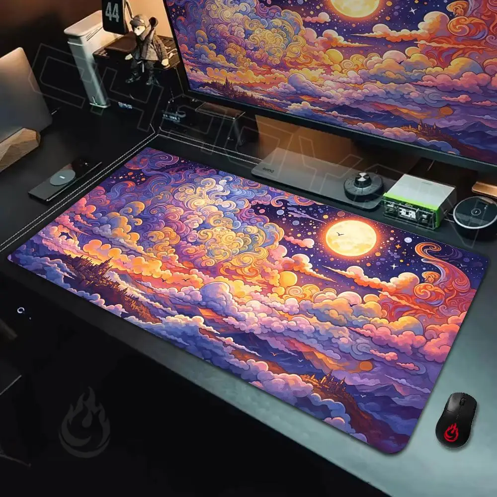 Ukiyo-e style clouds and castle Mouse Pad Large Computer Office Game Table Mats Rubber Anti-slip XXL Mouse Mat HDP Long Desk Pad