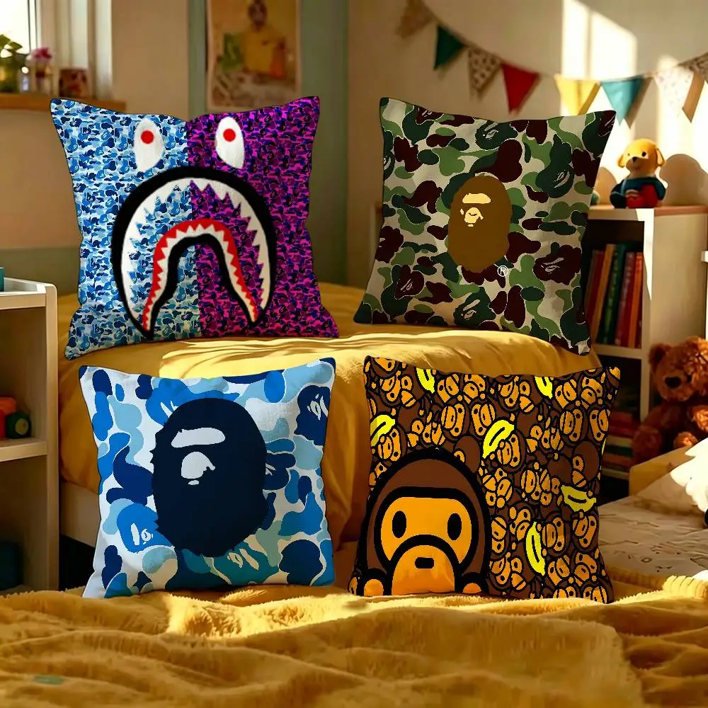 Capa de Almofada com Logo B-BAPE-E para Presente, Decoração para Casa e Escritório, Almofada para Quarto, Sofá e Carro
