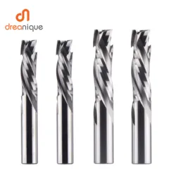 Dreanique-fresa de compresión para carpintería, herramienta CNC en espiral de 3 flautas, brocas de enrutador de fresa de extremo de carburo