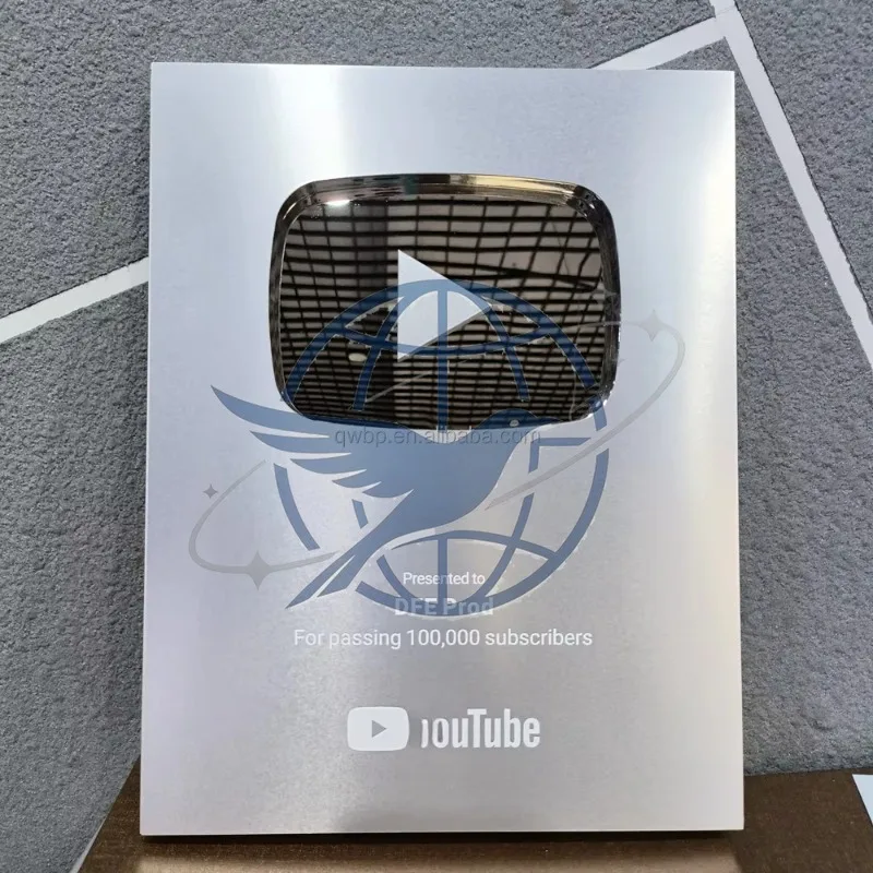 Play Button Award, Aluminum Shields, For YouTube Trophy Awards and Plates