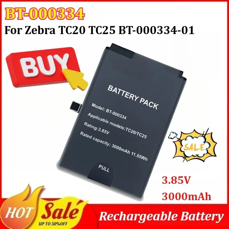 

New BT-000334 3.85V 3000mAh Barcode Scanner Battery for Zebra TC20 TC25 BT-000334-01 Industrial Mobile Data Terminal Batter