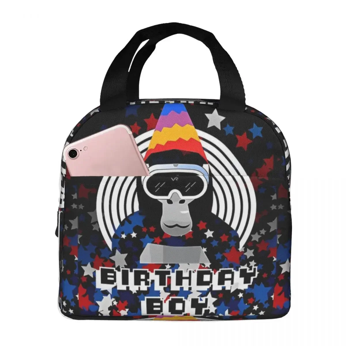 Gorilla Tag VR Gamer Monkey Mosaic Insulated Lunch Bags Hot Games Lunch Container Cooler Bag Lunch Box Tote Work  Bento Pouch