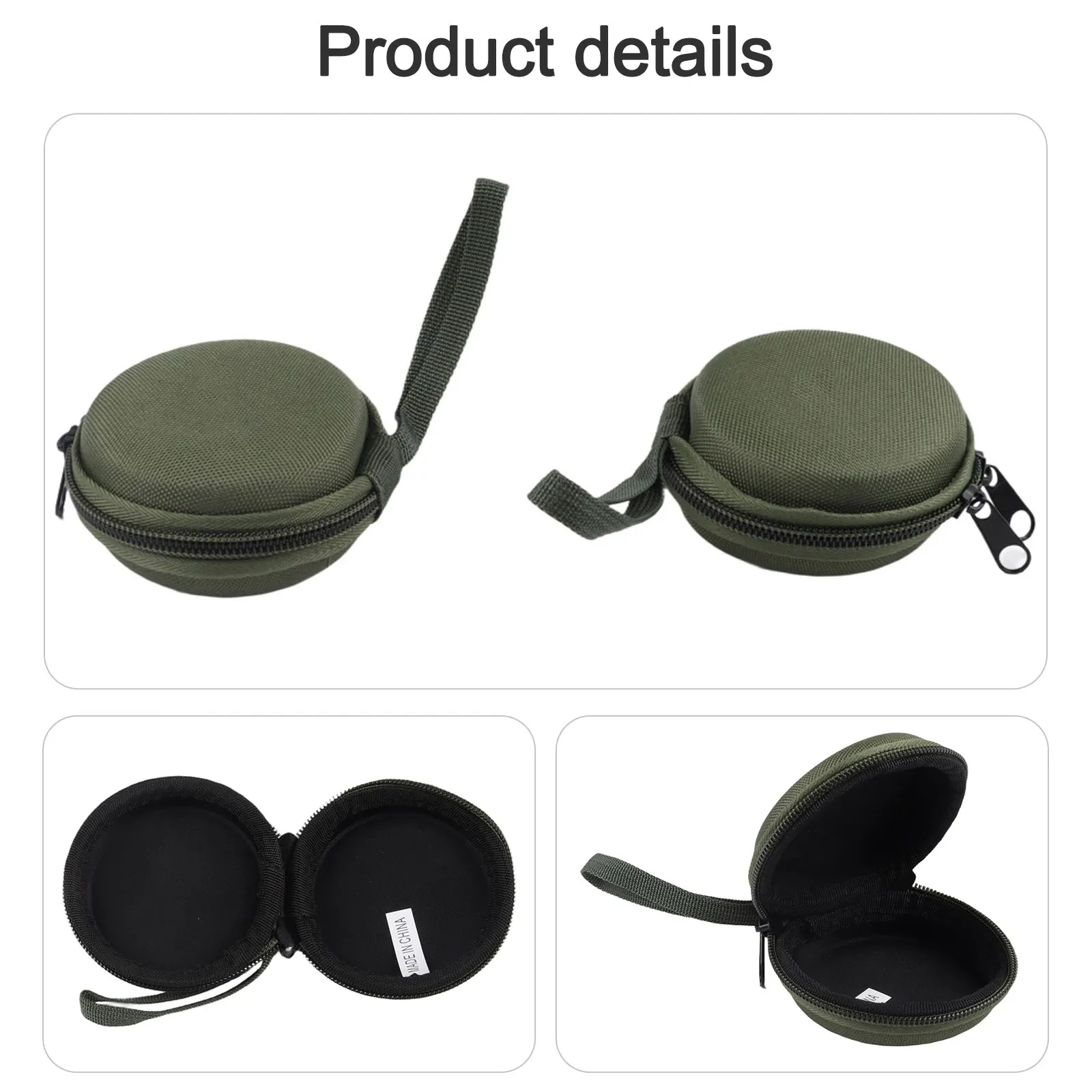EVA Round Hard Shell Storage Bag Keychain Coin Purse Case For Headphones Cables Keys Outdoor Camping Hiking Fishing Accessories