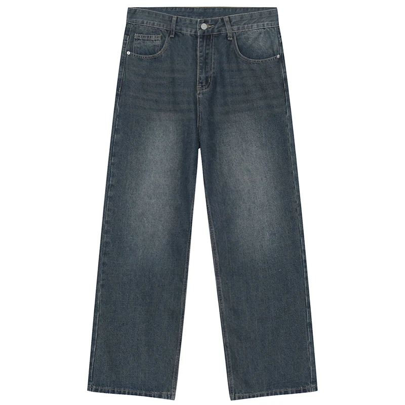 Retro Jeans for Men and Women, Straight Loose American-style Old Wide-leg Casual Trousers