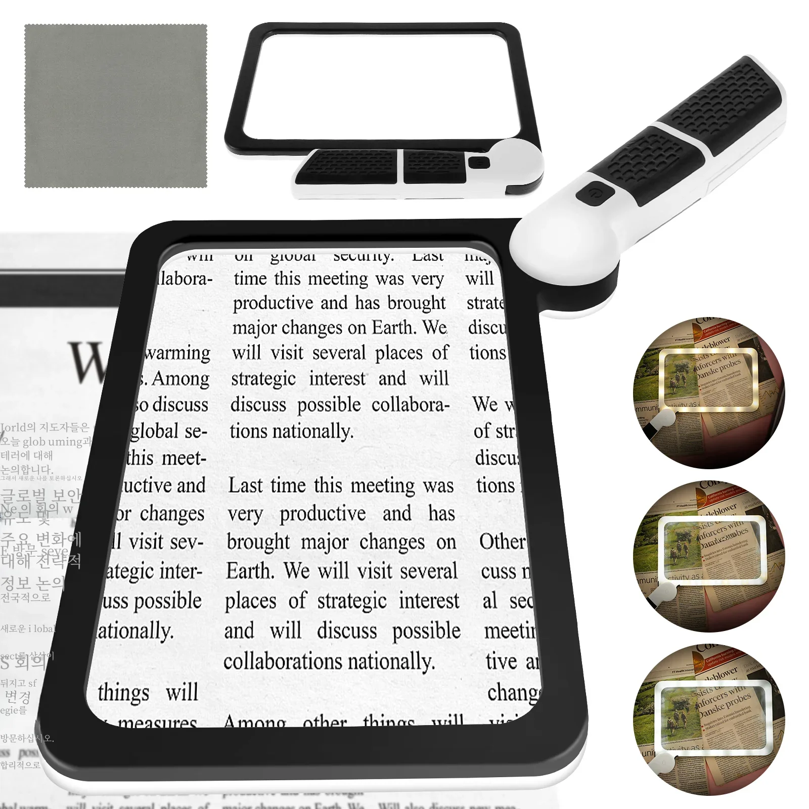 5X Magnifying Glass with 48 Adjustable LED Light High Clarity Ergonomic Handheld Magnifier Seniors Reading Magnifier Glass