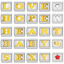Gold Color Italian Charms Bracelet Letter Name Custom DIY Jewelry Making gift y2k