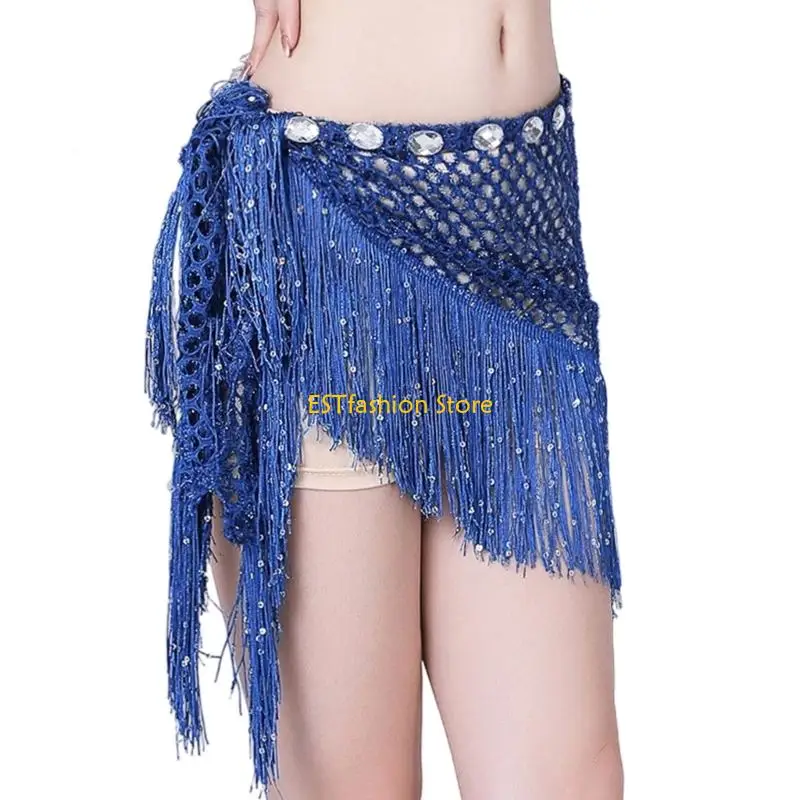 

Y5GC Хип-шарф для танца живота с кисточками Юбка с запахом в этническом стиле Юбка с запахом на талии и цепочкой для танца