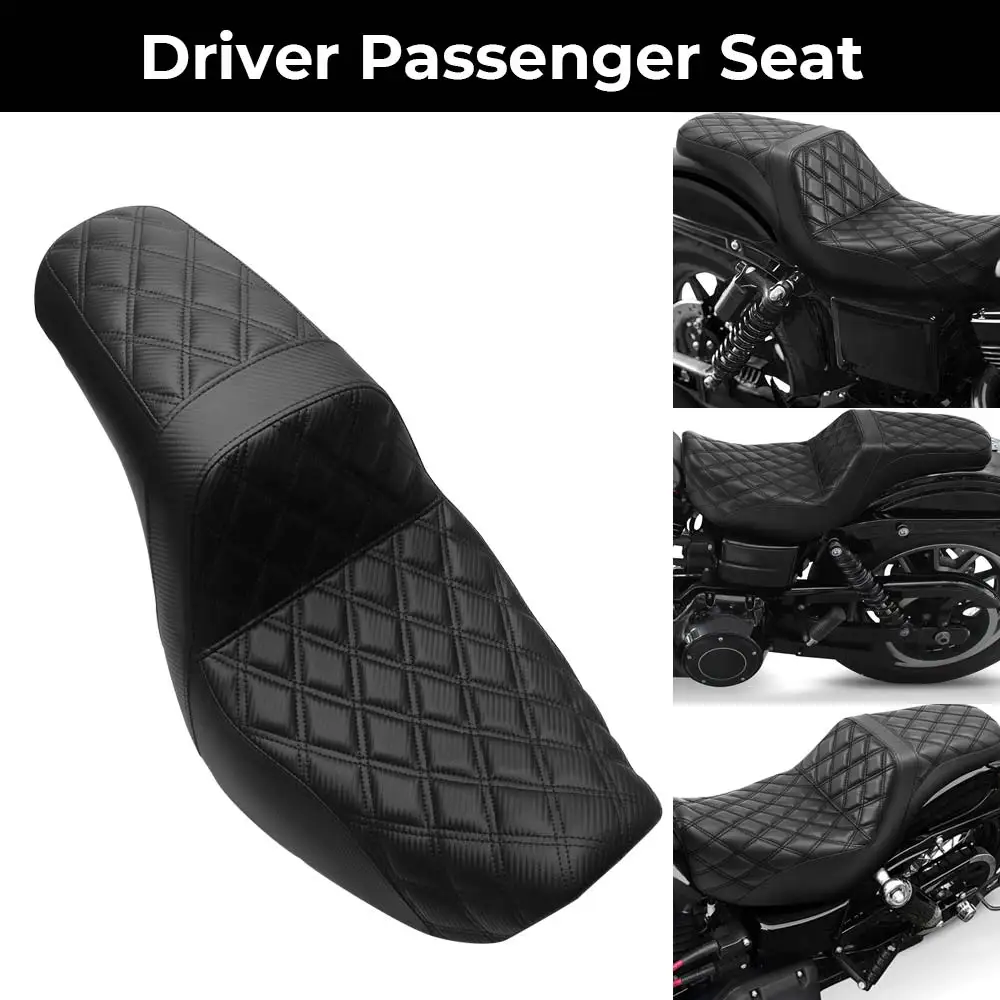 Motorcycle Two-Up Rider Driver Passenger Saddle Cushions Seat Black Accessories Fit For Harley Dyna Super Glide FXD/I 2006 -2010