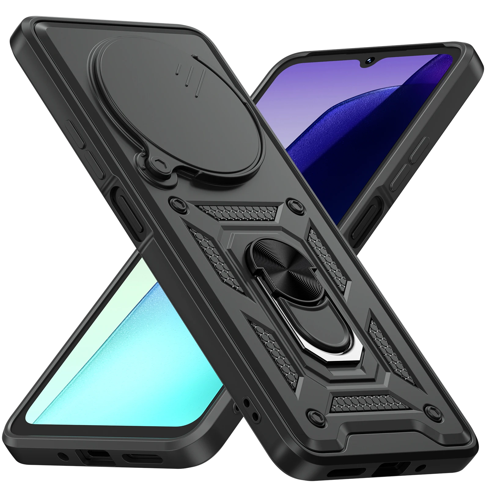 

For Xiaomi Poco C75 Case Ring Stand Car Magnetic Holder Phone Cover for Xiaomi Redmi 14C Cases Shockproof Lens Protection Funda
