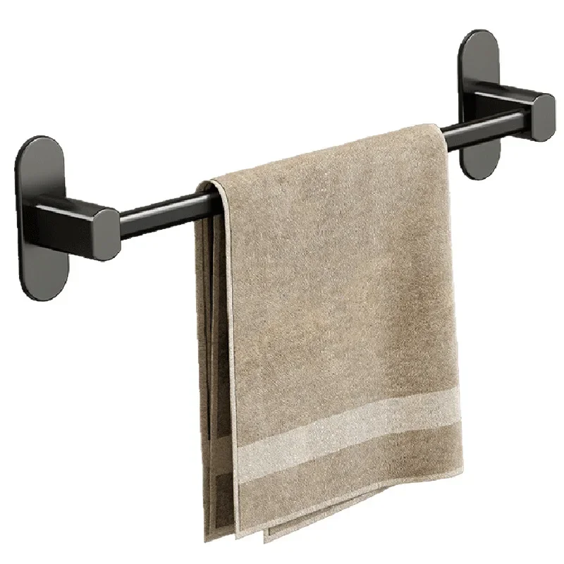 

Towel rack No punching toilet Black space aluminum toilet Bathroom rack Wall hanging Single bar Towel bar Shelf