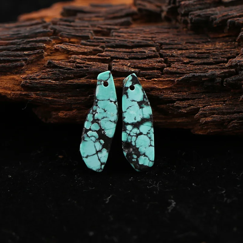 B&F Nugget Turquoise Earring Beads, Handmade Natural stones beads, Polished Stones for jewelry Making Supplies