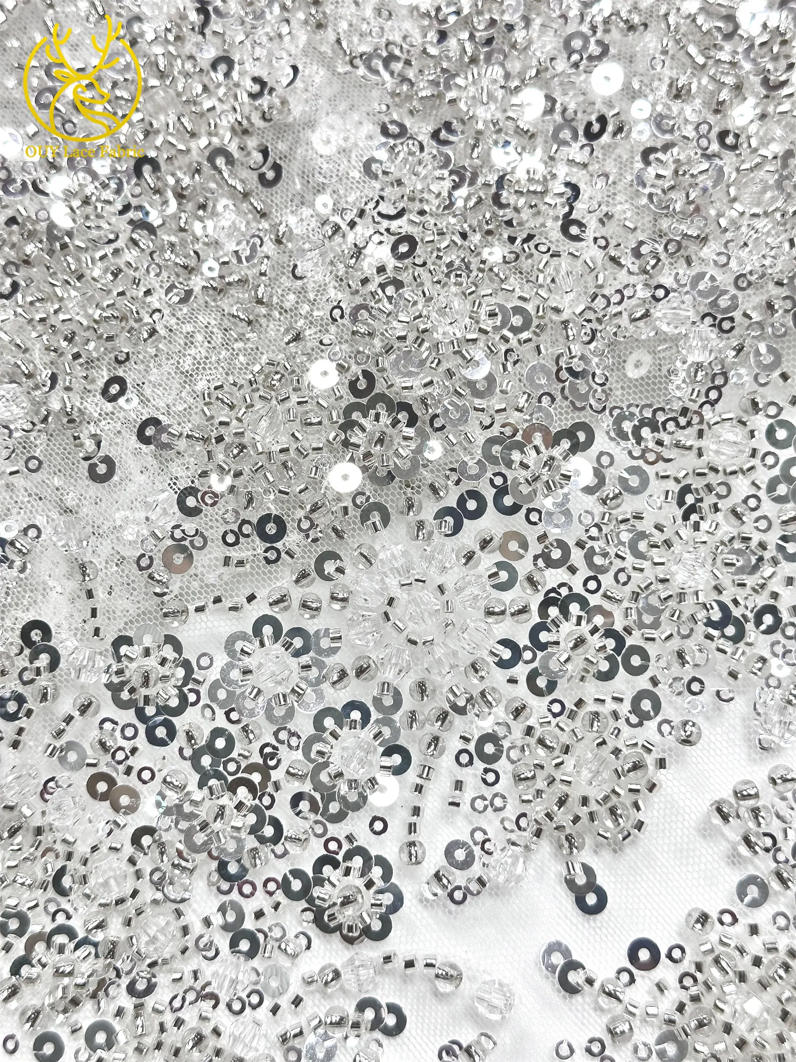 Schwarzer Luxuriöser Afrikanischer Handgefertigter Schwer Perlenverzierter Pailletten-Spitzenstoff 5 Yards Luxuriöser Französischer Tüll-Spitzenstoff für Partykleider – Detail 16