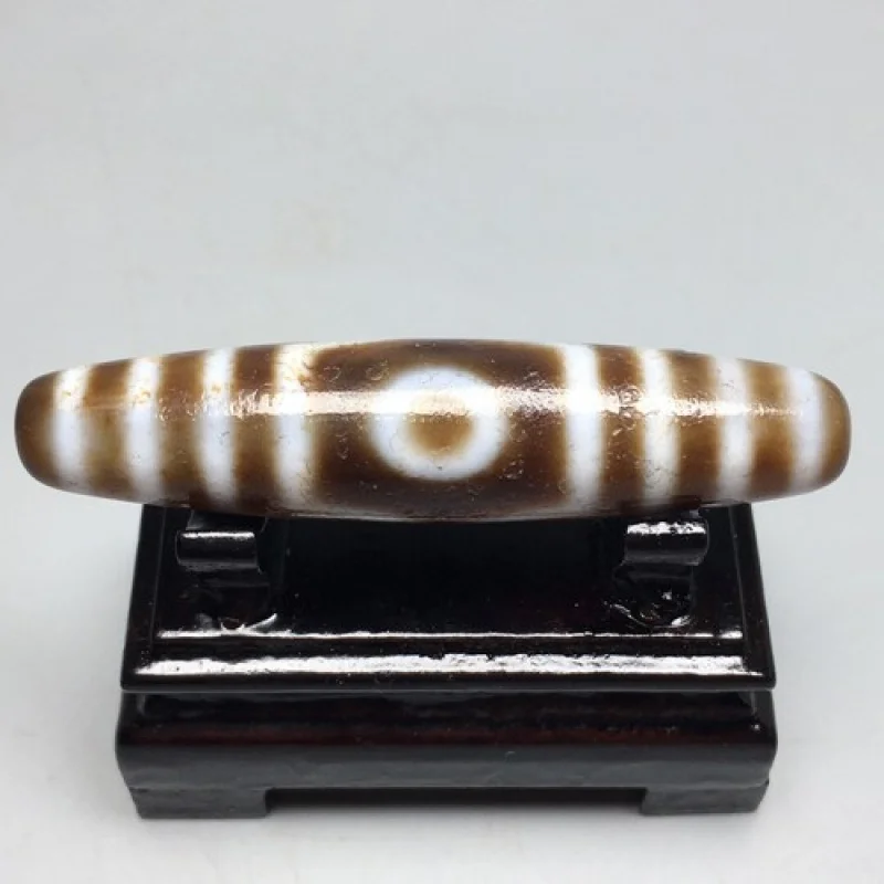 فريد ماجيك العقيق التبتي القديم نمط حدوة الحصان ثلاثي العيون الطوطم dZi حبة *