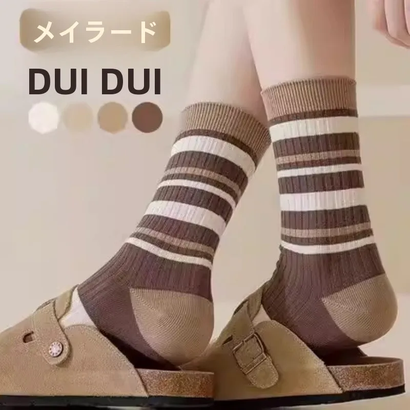 meias-femininas-de-algodao-puro-ate-a-panturrilha-meias-longas-vintage-listradas-acima-do-joelho-sem-punho-colecao-primavera-outono-zhejiang-chaofeichan