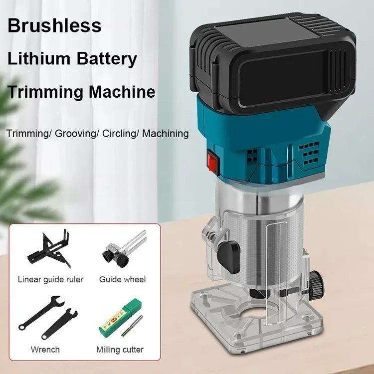 6-Speed Regulation Cordless Lithium Electric Trimming Machine Rechargeable Slotting Tool Wood Router Milling Engraving Machine