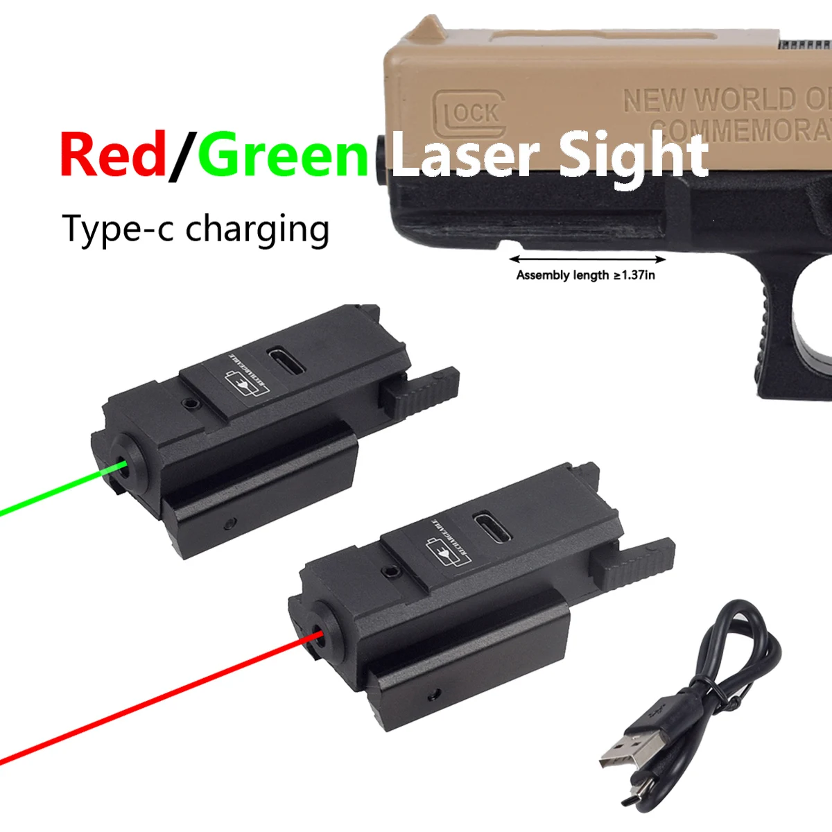

Tactially Charging USB Green Red Laser Sight Metal Mini Rechargeable Fit 11mm 20mm Picatinny Rail Pistol Glock Rifle HK416 AR15