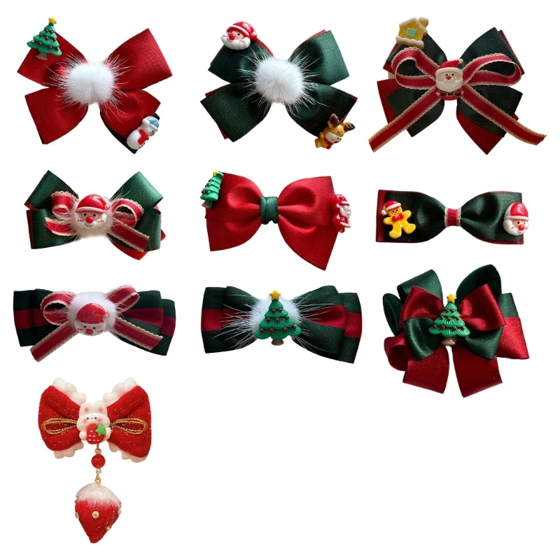 

Christmas Themed Hair Clip Festival Costume Santa Bowknot Side Pin Hair Ornament Dropshipping