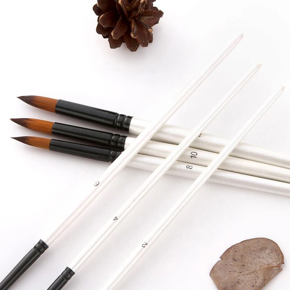 

6Pcs Painting Brush Set Dual Color Nylon Bristles Comfortable Grip Lightweight Washable Art Brushes for Watercolor Oil Gouache