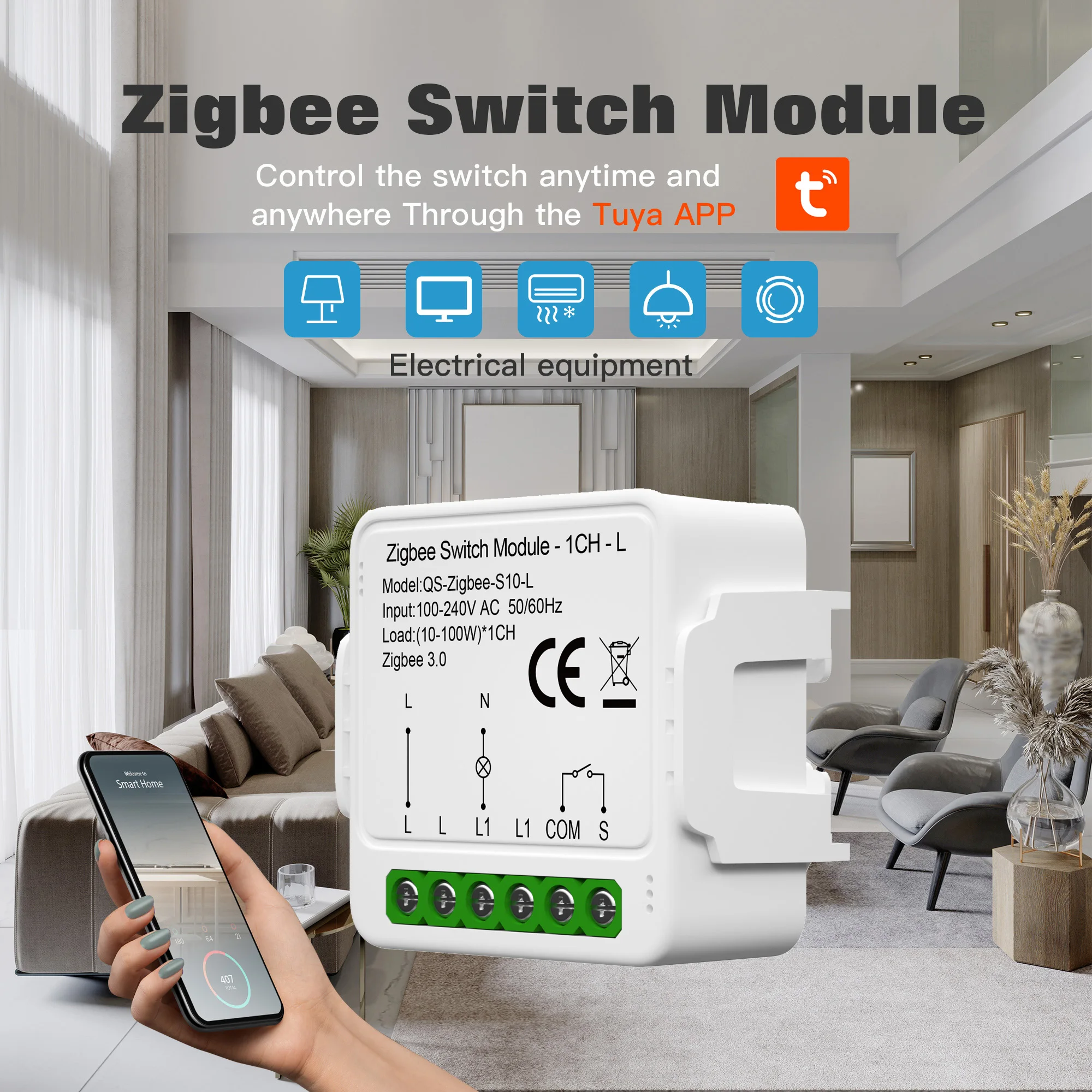 Tuya Smart Switch Module No Neutral Wire Required Smart Home Breaker Support Alexa Google Home Control