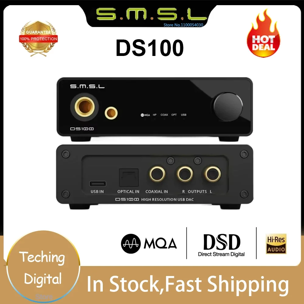 SMSL DS100 DAC High Resolution Audio Decoder USB MQA-CD Decktop DAC CS43131 32bit/768kHz DSD512 Coaxial Headphone Amplifier