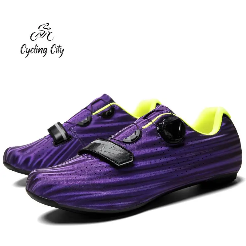 

Cycling City Lockable Bicycle Cycling Shoes Bicycle Lock Shoes Men's Road Cycling Shoes Colorful Sneakers Striped Cycling Shoes