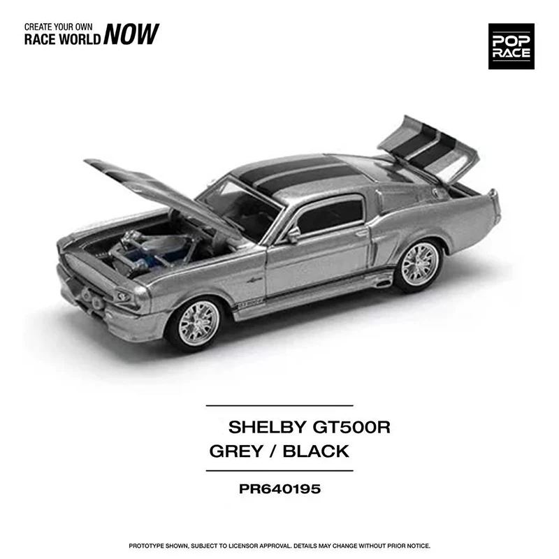 PreSale POP Race Shelby Mustang GT500R 1967 Openable Hood 1:64 Diecast Diorama Car Model Toy