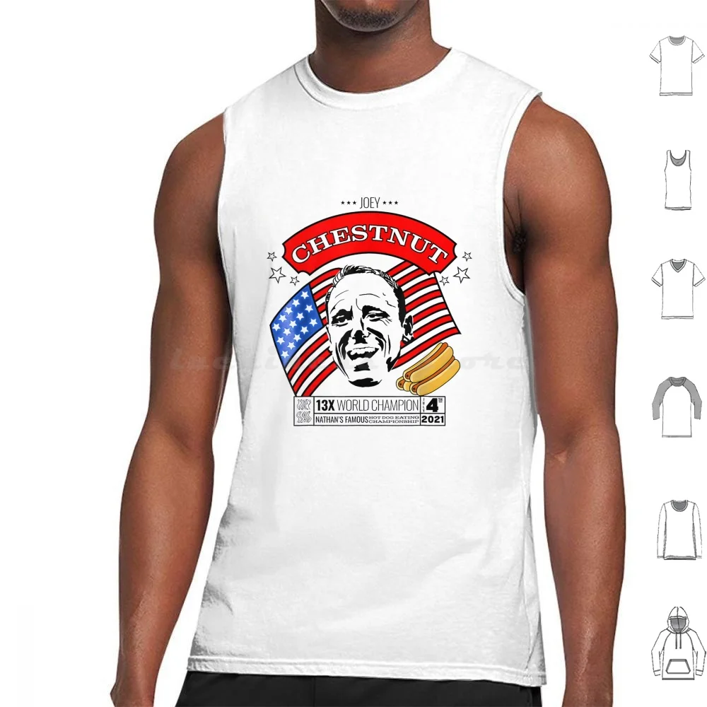 Joey Chestnut Nathans Hot Dog Eating Fourth Of July 2021 Tank Tops Print Cotton Joey Chestnut Nathans Hot Dog Eating