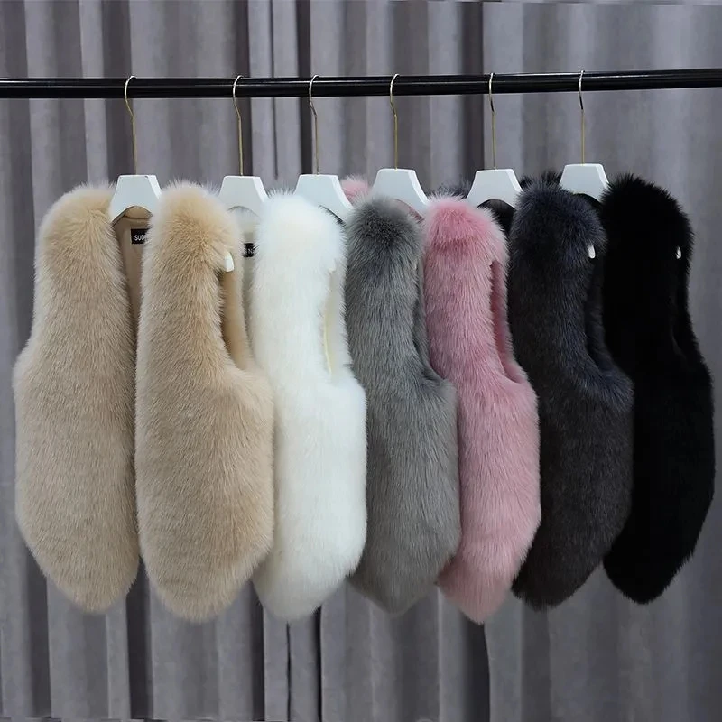 Women Fur Waistcoat Autumn Winter New Imitation Rabbit Hair With Sleeveless Shoulders Outside Horse Folder Inner Wear Vest Women